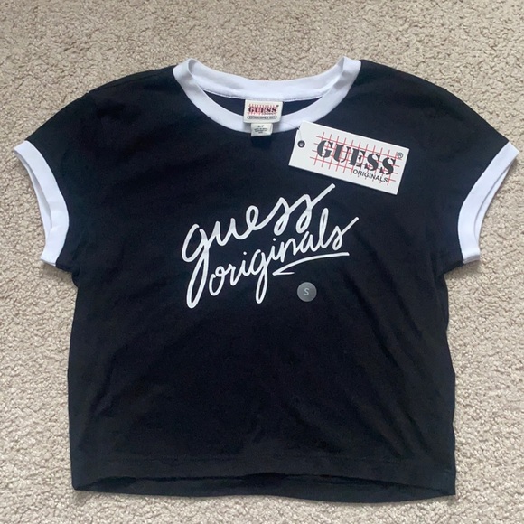 NWT Guess Originals Small Black Graphic Ringer Tee Shirt - Picture 3 of 7